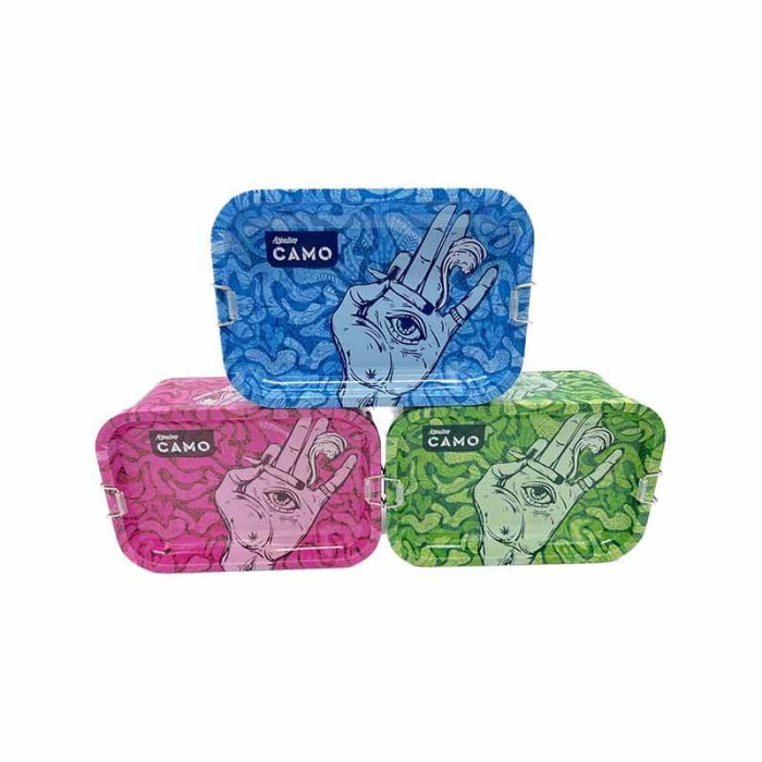 Afghan Hemp Camo Stashbox Kit With Tray + Hemp Woods - 25 Wraps Pack Per Box