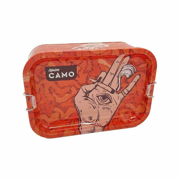 Afghan Hemp Camo Stashbox Kit With Tray + Hemp Woods - 25 Wraps Pack Per Box