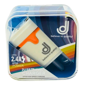 DJ 2.4A amp POWER 2USB TRAVEL CHARGER
