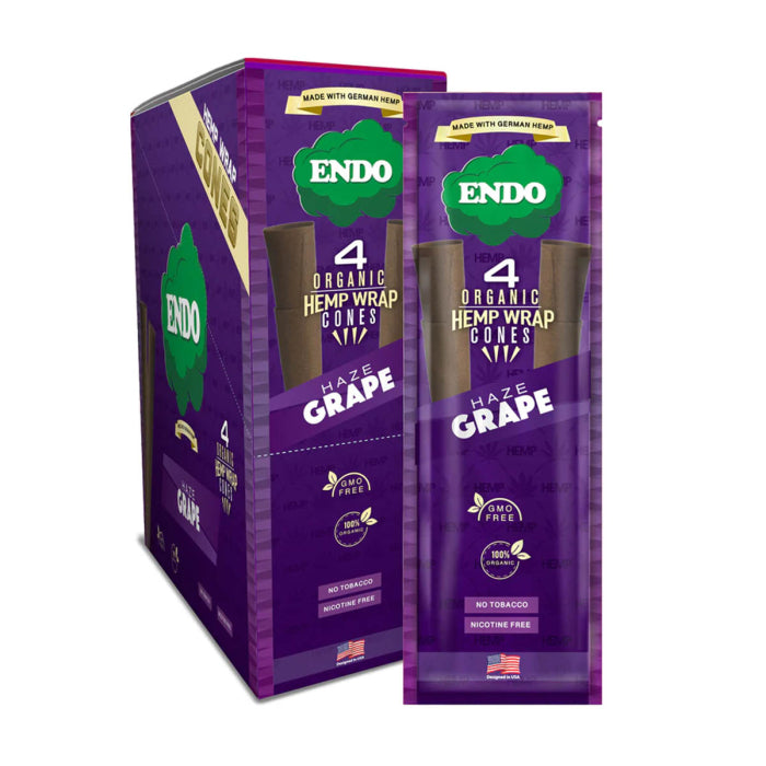 Endo Organic Hemp Wraps - 4 Wraps Per Pack - 15 Packs Per Display