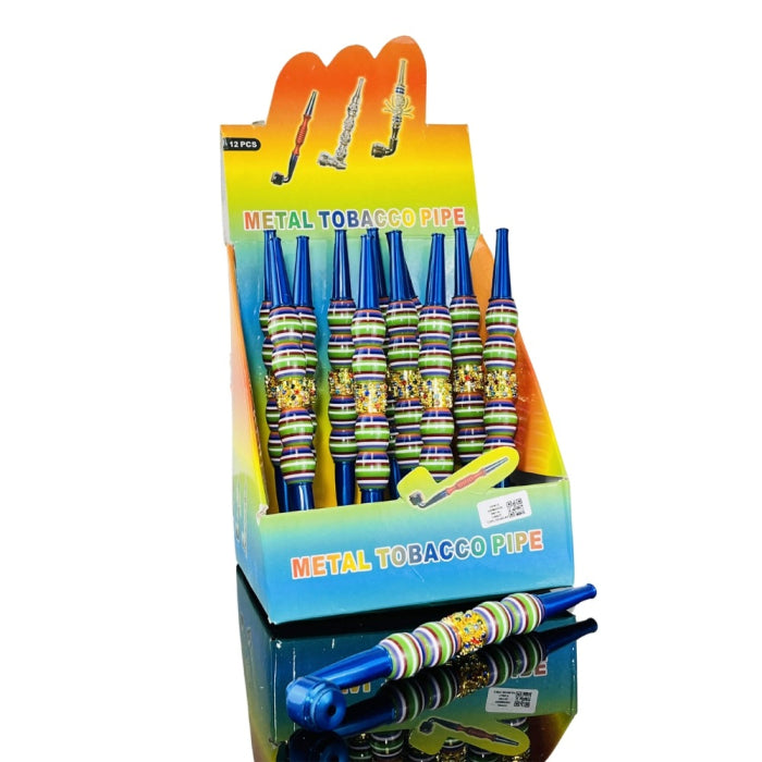Fancy Handpipe Metal - 12 Handpipes Per Display - Assorted Color And Design