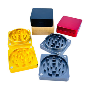 Flat Metal Square Grinder - 60mm - 2 Parts - Assorted Colors - Price Per Piece