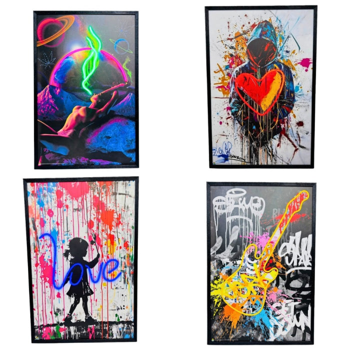 FRAMED LED NEON LIGHT CANVAS PRINT 24x36"