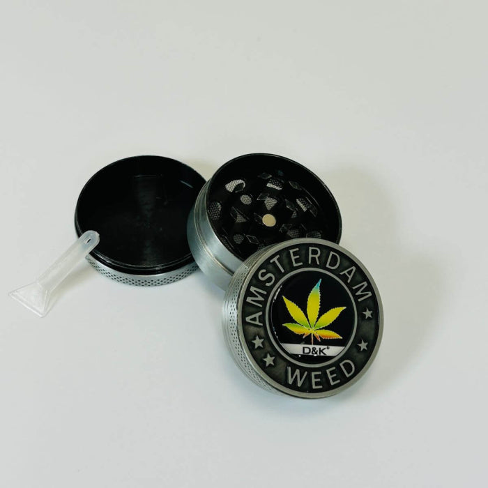 Amsterdam Grinder - 40mm - 3 Parts - Leaf Assorted Colors