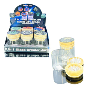 Grinder Jars Wood Top Assorted Designs