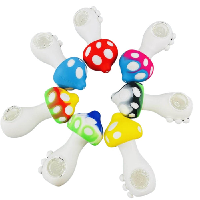 Handpipe 4" Inch - Silicone Mushroom - Assorted Colors - Price Per Handpipe
