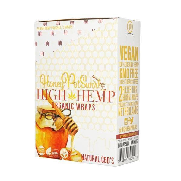 High Hemp CBD Organic Wraps - 2 Wraps Per Pack - 25 Packs Per Box