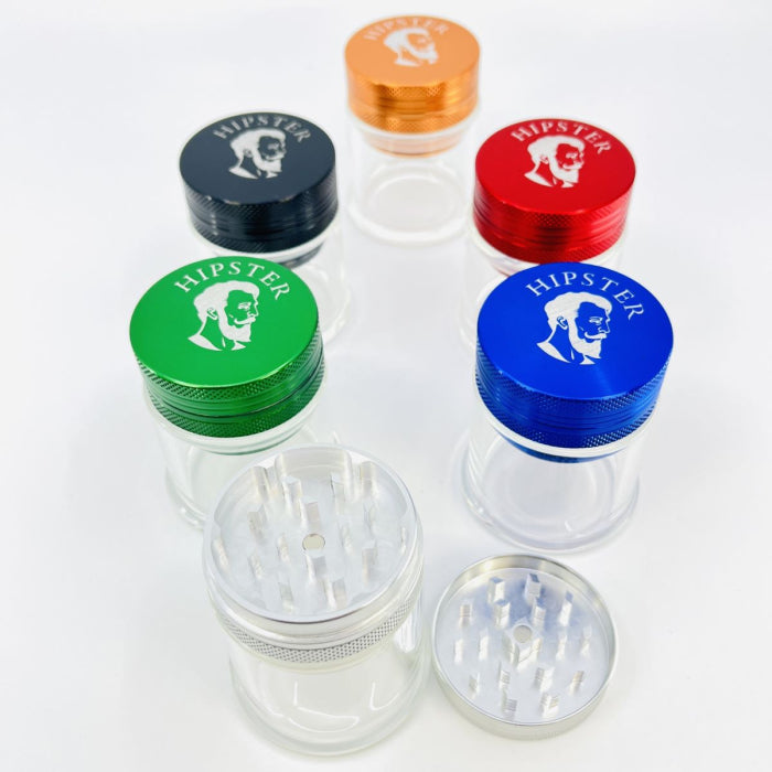 Hipster Grinder 50mm - 2 Parts - Cover With Glass Jar - To-019