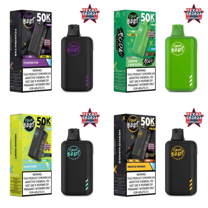 FLAVOR BEAST XBM50 50000 Puffs DISPOSABLE 5 Per Pack TxC