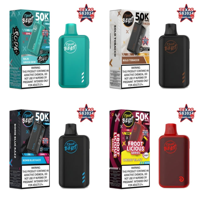 FLAVOR BEAST XBM50 50000 Puffs DISPOSABLE 5 Per Pack TxC