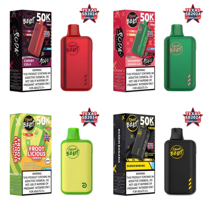 FLAVOR BEAST XBM50 50000 Puffs DISPOSABLE 5 Per Pack TxC