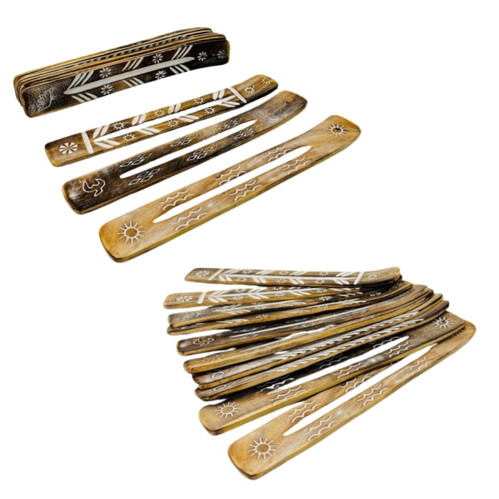 Incense Holder - Carved Wood - 10 Inches - 10 Per Pack - IN106