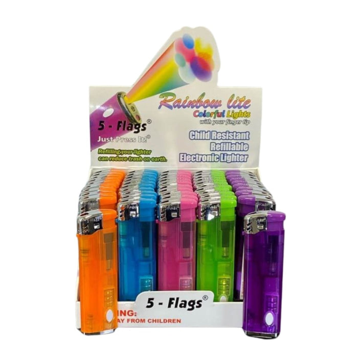 Led Electronic Lighters - With Rainbow Lighter - 50 Count Per Display