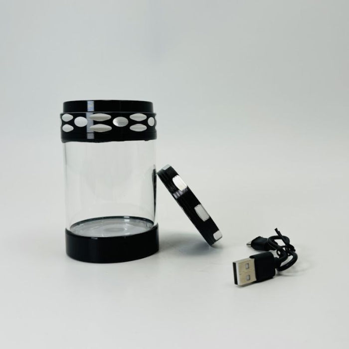 Metal Grinder With Glass Storage Jar and Led Lights - 63mm - 3 Parts