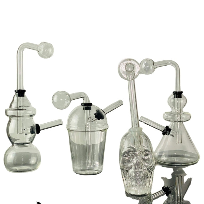 Oil Burner - 5"Inch - Clear Glass - Assorted Design - Price Per Piece