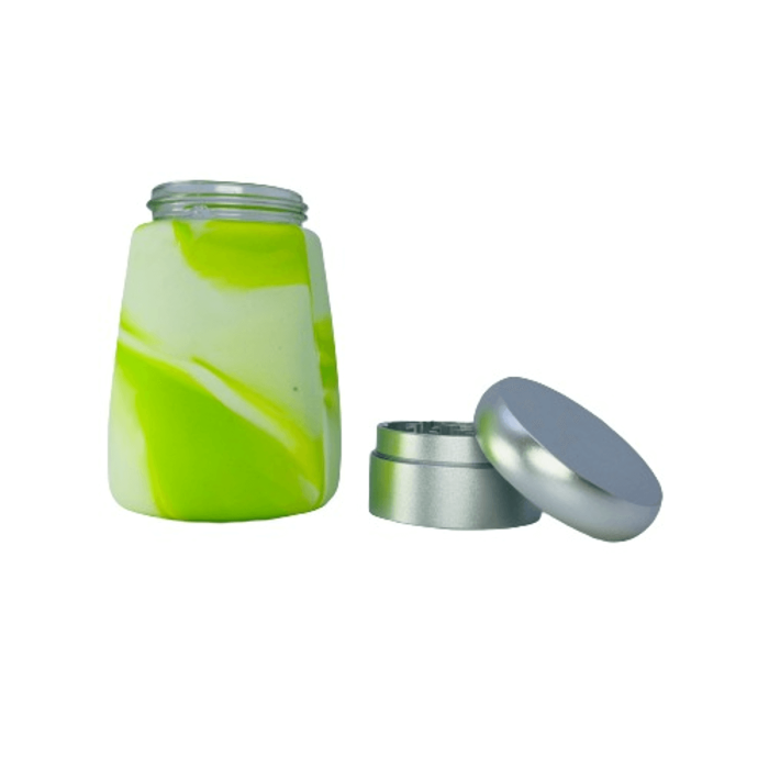 Palpitate Grinder With Jar - 45mm - 3 Parts - Glass+silicone - Assorted Colors - Mg-091