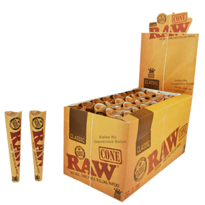 Raw Classic And Organic Hemp Unrefined Pre Rolled Cone King Size - 3 Cones Per Pack - 32 Packs Per Box