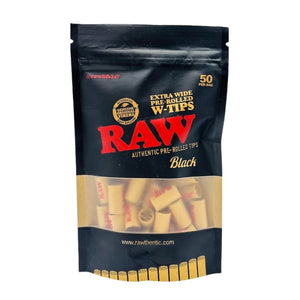 RAW BLACK EXTRA WIDE PRE-ROLLED TIPS 50ct/BAG