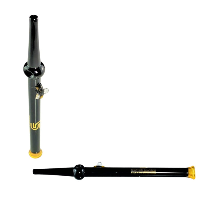 Sense Glass - 7 Inches - Straw and Sippers - Black With Honey Bee Roll Stop - Price Per Piece