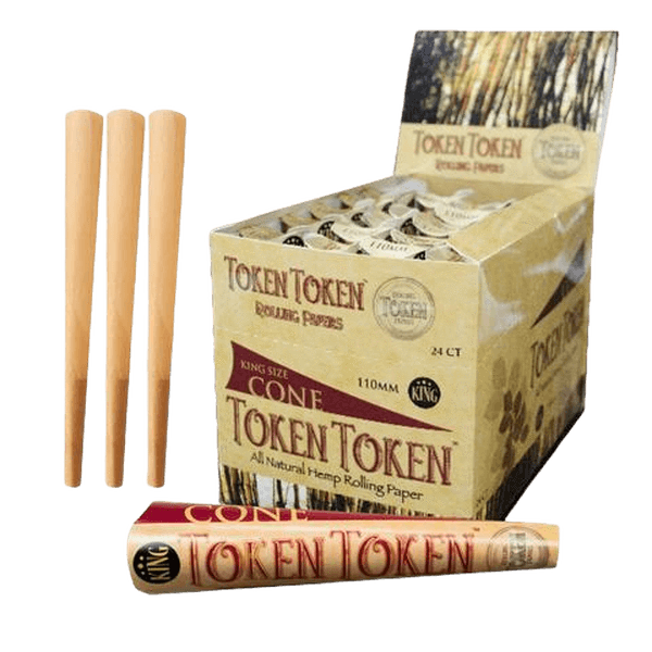 Token Token Hemp Cones Rolling Papers 78mm & 110mm - 24 In Box
