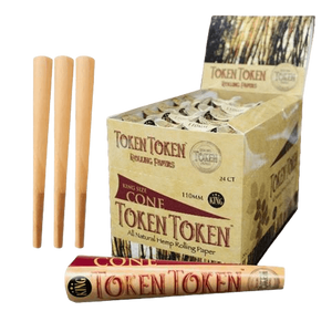 Token Token Hemp Cones Rolling Papers 78mm & 110mm - 24 In Box