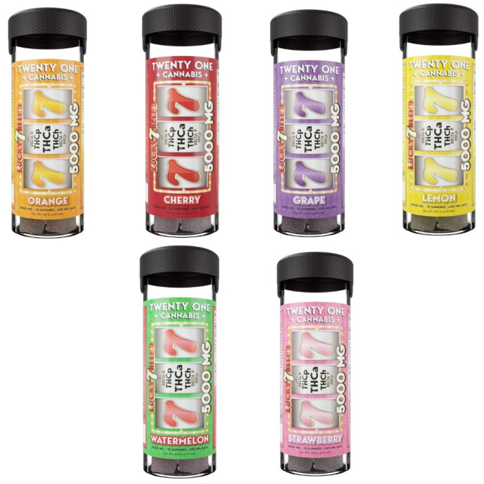 TWENTY ONE LUCKY 7 Blend D8/9+THC-A/H/P+HHC-P 5000mg Gummies 12/Jar