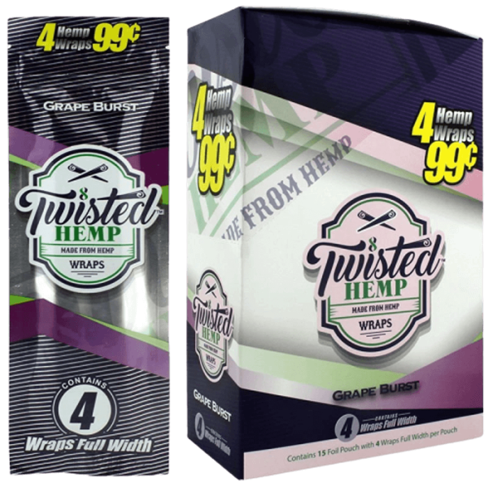 Twisted Hemp Wraps - 4 Counts Per Pack - 15 Packs Per Box