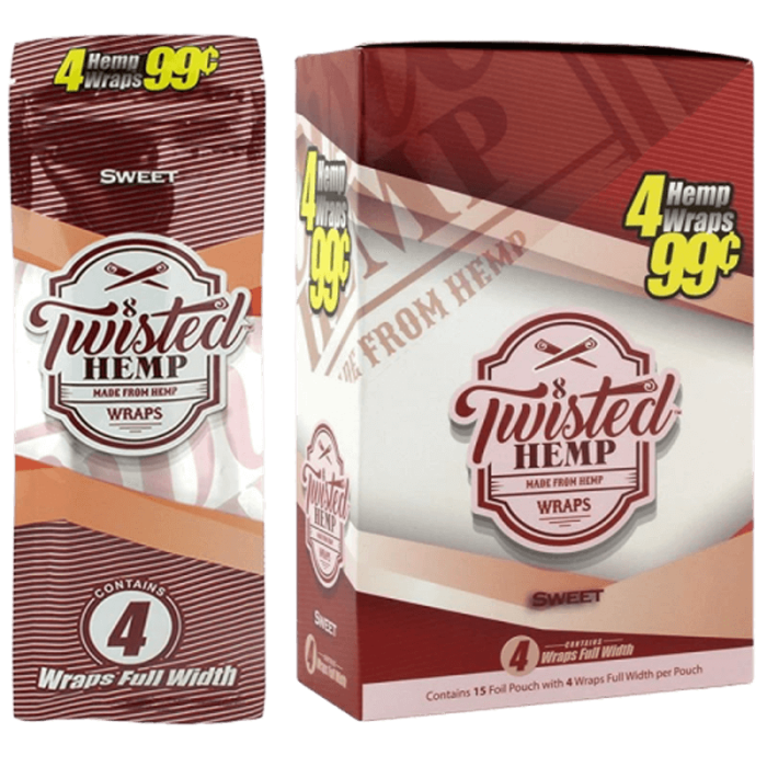 Twisted Hemp Wraps - 4 Counts Per Pack - 15 Packs Per Box