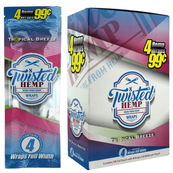 Twisted Hemp Wraps - 4 Counts Per Pack - 15 Packs Per Box